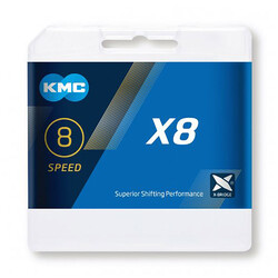Kmc - ZİNCİR X8 GÜMÜŞ-GRİ ( 6-7-8 ) VİTES UYUMLU KUTULU 136L BX08NG114